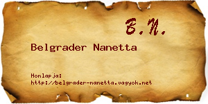 Belgrader Nanetta névjegykártya